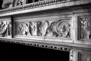 Detail of marble mantel in the parlor, 1800-05